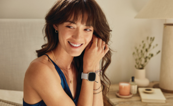 Woman wearing smartwatch